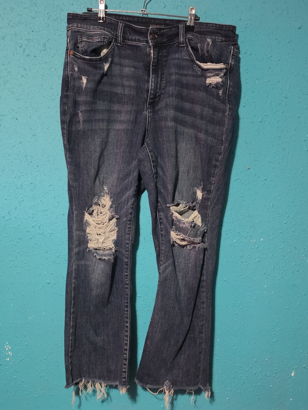 Judy Blue Dark Wash Distressed Flare Jeans